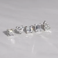 Diamonart Womens Cubic Zirconia Sterling Silver Heart Pear Round 5 Pair Earring Set