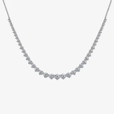 Diamonart Womens White Cubic Zirconia Sterling Silver 20 Inch Tennis Necklace
