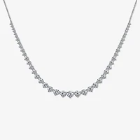 Diamonart Womens White Cubic Zirconia Sterling Silver 20 Inch Tennis Necklace