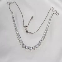 Diamonart Womens White Cubic Zirconia Sterling Silver 20 Inch Tennis Necklace