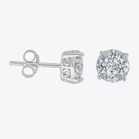 1 CT. T.W. Natural White Diamond Sterling Silver 7.1mm Stud Earrings