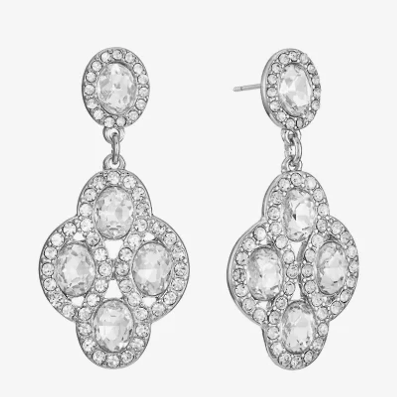 Monet Jewelry Timeless Silver Tone Womens Glass Hypoallergenic Drop Earrings