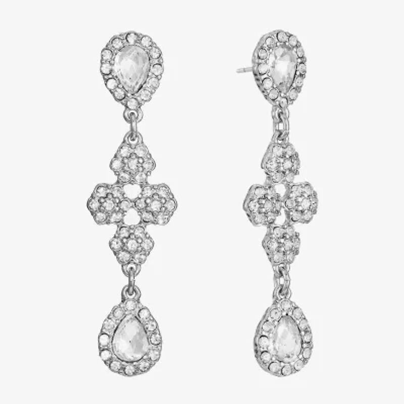 Monet Jewelry Timeless Silver Tone Womens Glass Hypoallergenic Drop Earrings