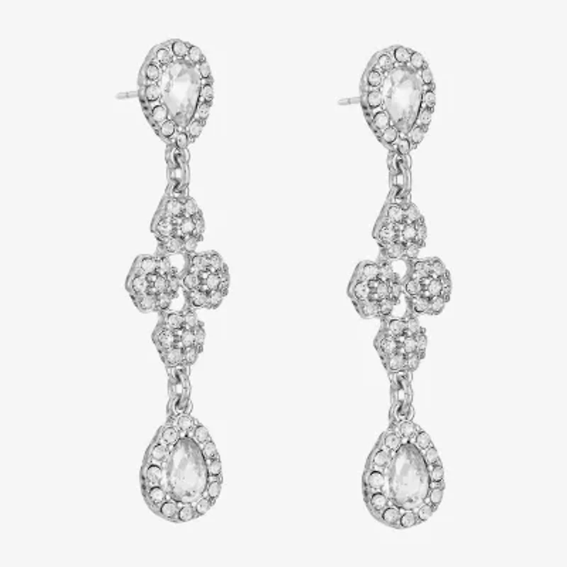 Monet Jewelry Timeless Silver Tone Womens Glass Hypoallergenic Drop Earrings