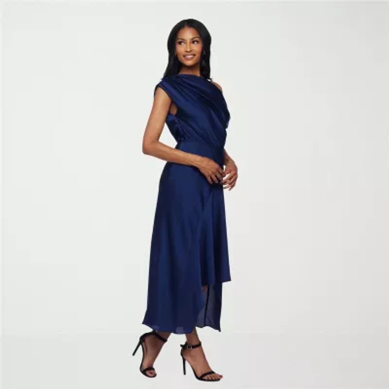 Premier Amour Womens Sleeveless Midi Fit + Flare Dress