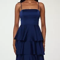 B. Smart Womens Juniors Sleeveless Satin A-Line Dress