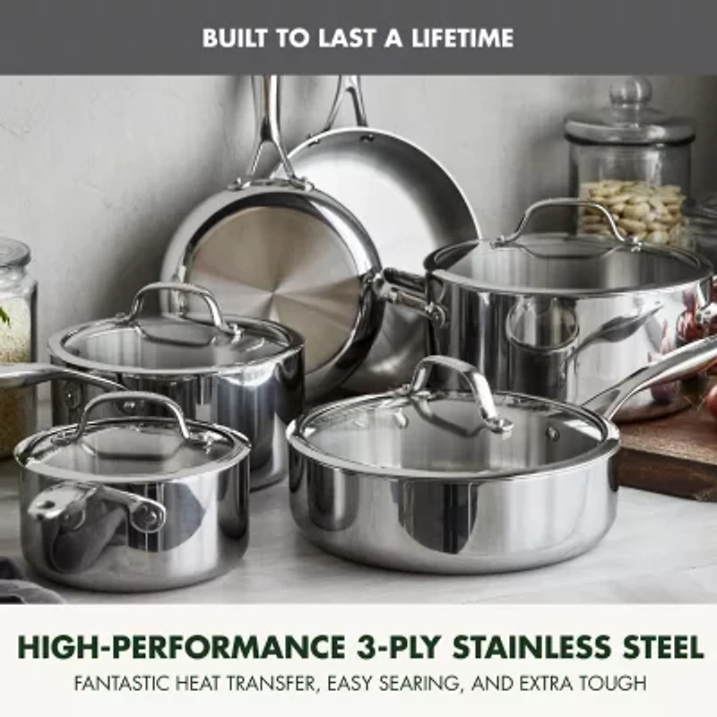 GreenPan Valencia Pro Stainless Steel Uncoated 10-pc. Cookware Set