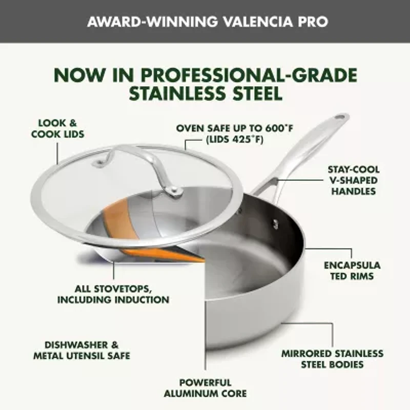 GreenPan Valencia Pro Stainless Steel Uncoated 10-pc. Cookware Set
