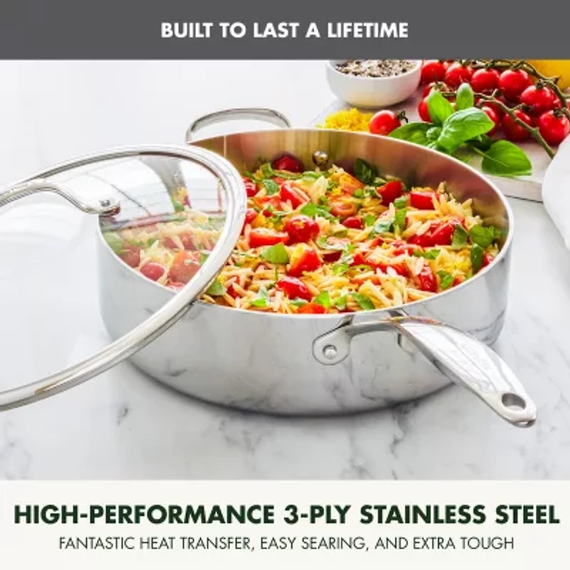GreenPan Valencia Pro Stainless Steel Uncoated 5-qt. Sauté Pan with Lid