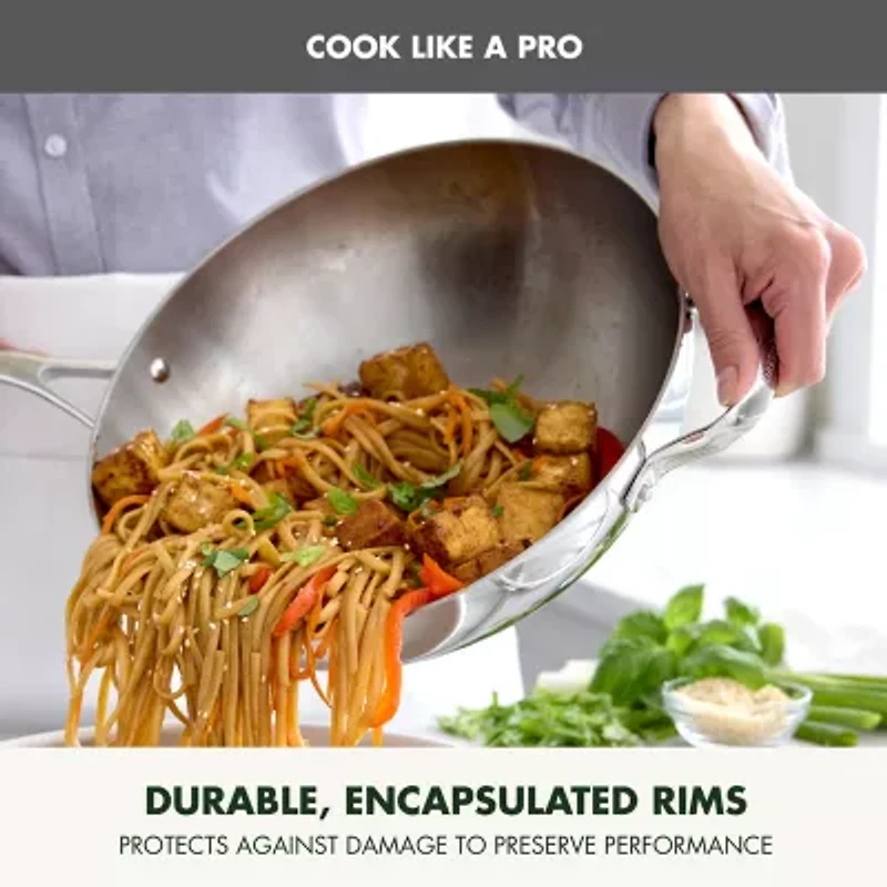 GreenPan Valencia Pro Stainless Steel Uncoated 12” Wok with Lid