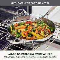 GreenPan Valencia Pro Stainless Steel Uncoated 12” Wok with Lid