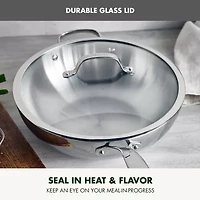 GreenPan Valencia Pro Stainless Steel Uncoated 12” Wok with Lid
