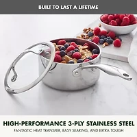 GreenPan Valencia Pro Stainless Steel Uncoated 1.6-qt. Saucepan with Lid