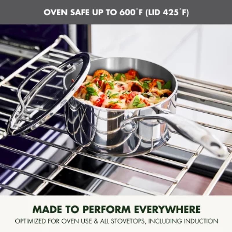 GreenPan Valencia Pro Stainless Steel Uncoated 1.6-qt. Saucepan with Lid