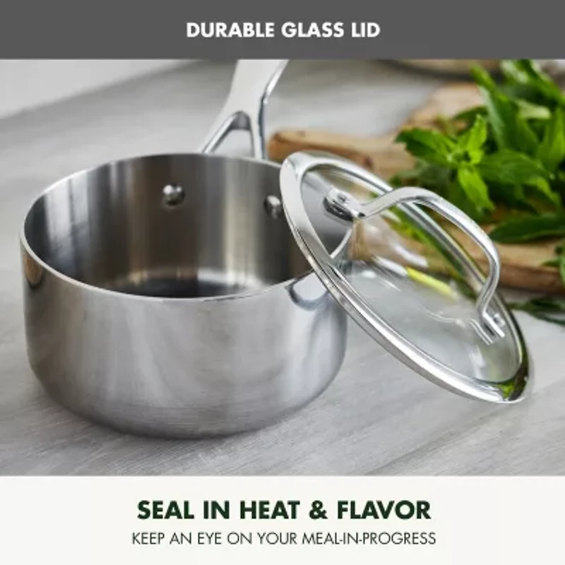 GreenPan Valencia Pro Stainless Steel Uncoated 1.6-qt. Saucepan with Lid