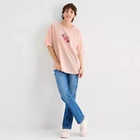 Celestial Butterfly Oversized Tee Womens Juniors Crew Neck Short Sleeve Graphic T-Shirt