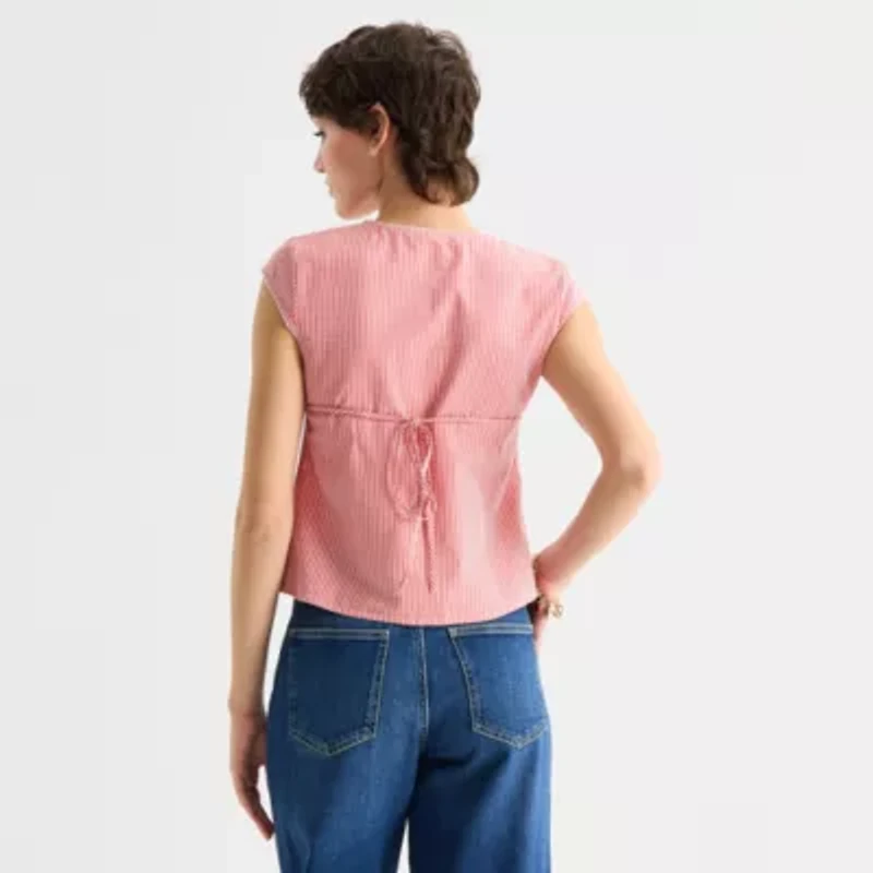 Arizona Womens Juniors Short Sleeve Blouse