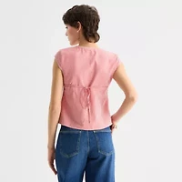 Arizona Womens Juniors Short Sleeve Blouse