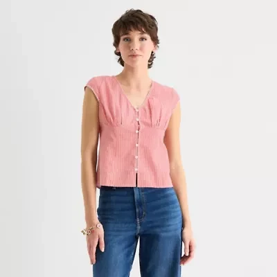 Arizona Womens Juniors Short Sleeve Blouse