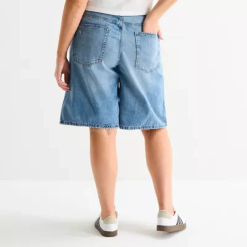 Arizona Womens 12 1/4" Low Rise Juniors Plus Denim Short