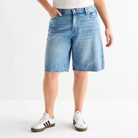 Arizona Womens 12 1/4" Low Rise Juniors Plus Denim Short