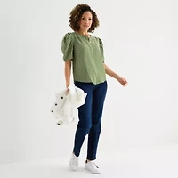 Liz Claiborne Womens Round Neck Short Sleeve Blouse