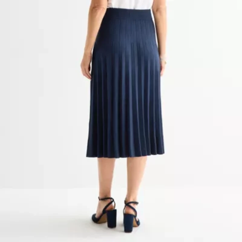 Liz Claiborne Womens Midi Pleated Skirt