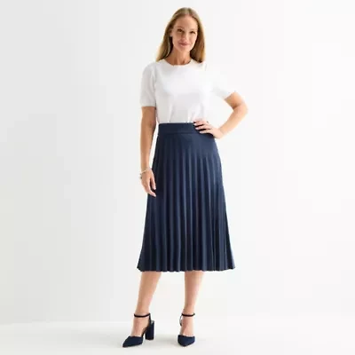 Liz Claiborne Womens Midi Pleated Skirt