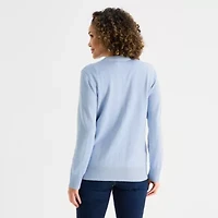 Liz Claiborne Womens V Neck Long Sleeve Button Cardigan