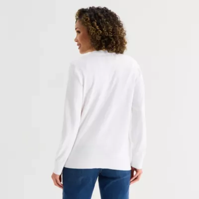 Liz Claiborne Womens V Neck Long Sleeve Button Cardigan