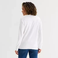 Liz Claiborne Womens V Neck Long Sleeve Button Cardigan
