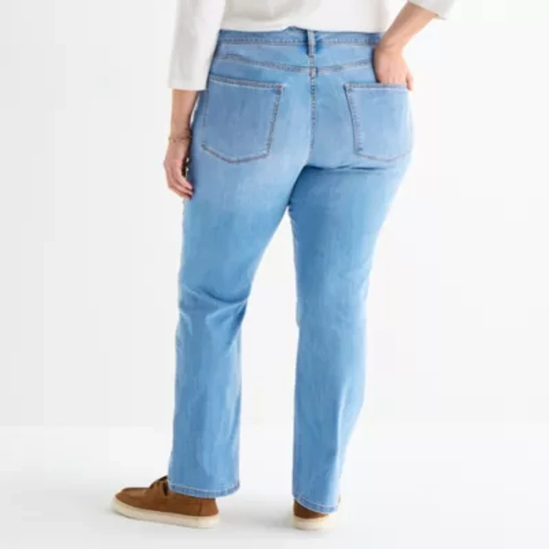 St. John's Bay Womens Mid Rise Stretch Fabric Straight Leg Jean