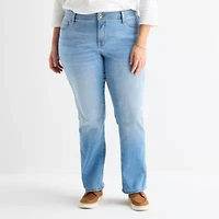 St. John's Bay Womens Mid Rise Stretch Fabric Straight Leg Jean