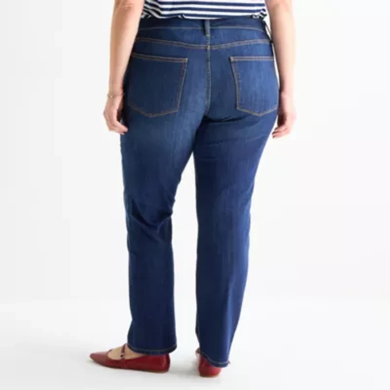 St. John's Bay Womens Mid Rise Stretch Fabric Straight Leg Jean