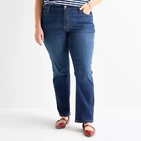 St. John's Bay Womens Mid Rise Stretch Fabric Straight Leg Jean