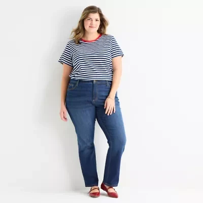 St. John's Bay Womens Mid Rise Stretch Fabric Straight Leg Jean