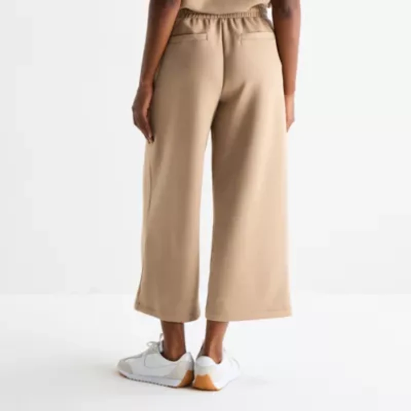 Stylus Womens Wide Leg High Rise Cropped Pant