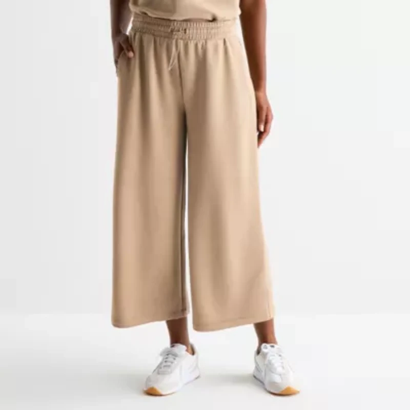 Stylus Womens Wide Leg High Rise Cropped Pant