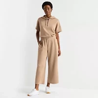 Stylus Womens Wide Leg High Rise Cropped Pant