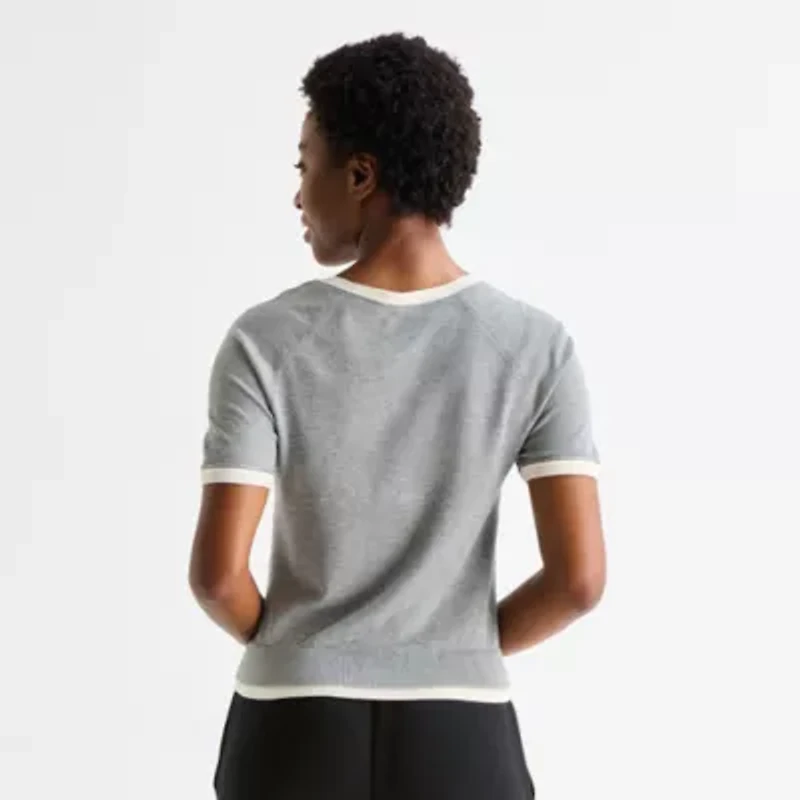 Stylus Womens Crew Neck Short Sleeve Pullover Sweater