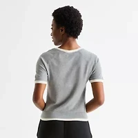 Stylus Womens Crew Neck Short Sleeve Pullover Sweater