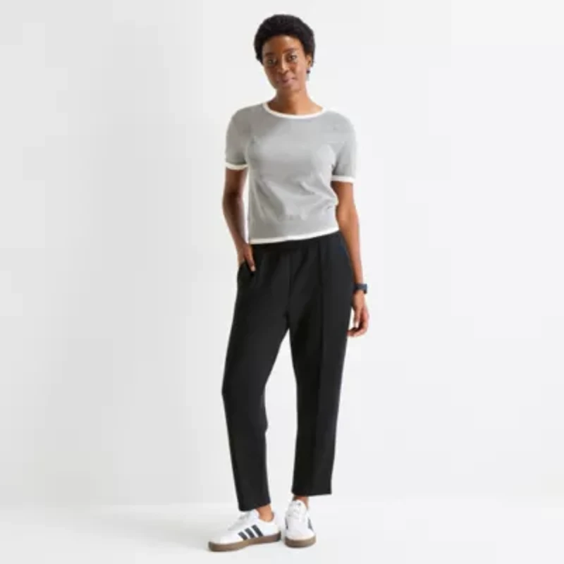 Stylus Womens Crew Neck Short Sleeve Pullover Sweater