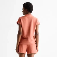 Stylus Womens Mock Neck Short Sleeve T-Shirt