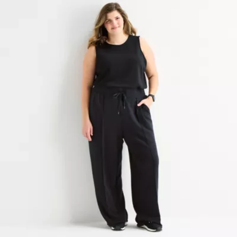 Stylus Womens Crew Neck Sleeveless Plus Jumpsuit