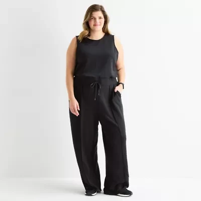 Stylus Womens Crew Neck Sleeveless Plus Jumpsuit