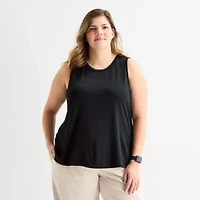 Stylus Womens Plus Crew Neck Sleeveless Tank Top