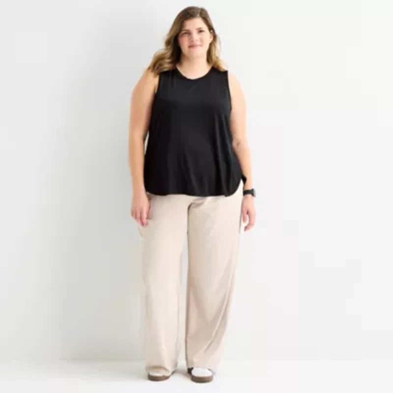 Stylus Womens Plus Crew Neck Sleeveless Tank Top