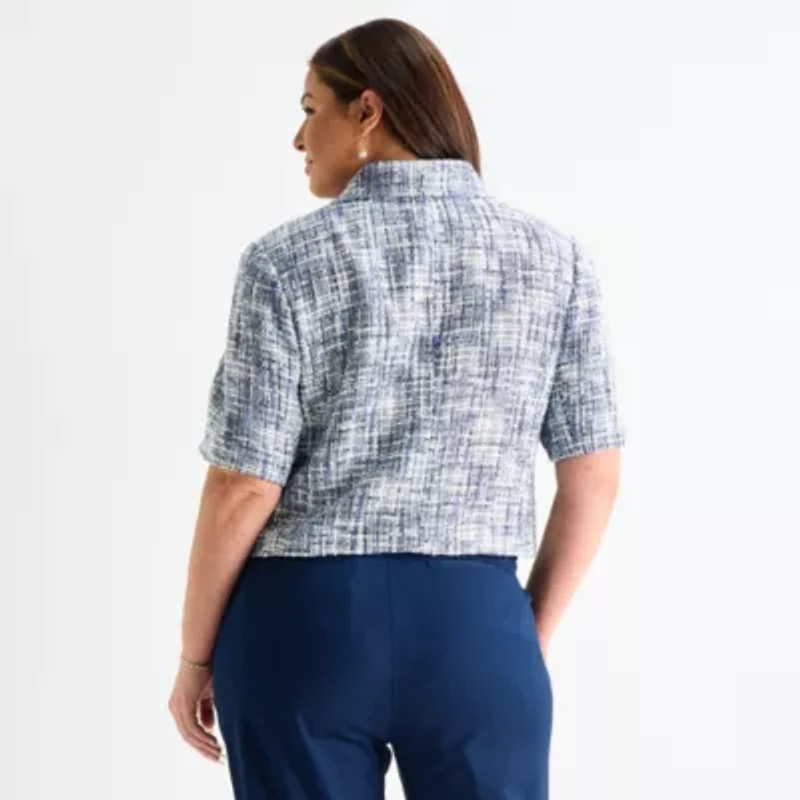 Liz Claiborne Womens Plus Short Sleeve Blouse