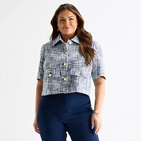 Liz Claiborne Womens Plus Short Sleeve Blouse