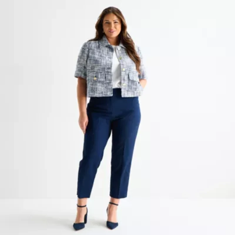 Liz Claiborne Womens Plus Short Sleeve Blouse